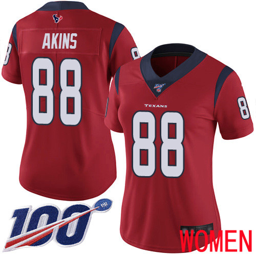 Houston Texans Limited Red Women Jordan Akins Alternate Jersey NFL Football #88 100th Season Vapor Untouchable->youth nfl jersey->Youth Jersey